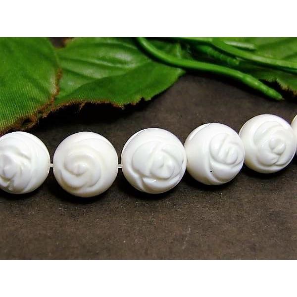 ≪g3-1052≫●8mm●1粒売り●シャコガイ●別名ホワイトオニキス●薔薇●バラの花●A●インド洋...