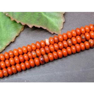 天然石 パワーストーン　　g3-1099Y　　今月の半額 わけあり レッドジャスパー 4mm×2mm 1粒売り ソロバン 算盤 そろばん 送料無料有 インド産