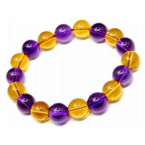 g3-560D　　アメジスト+シトリン ミックス 12mm AA ブレスレット 内径調節可 送料無料有 天然石 パワーストーン