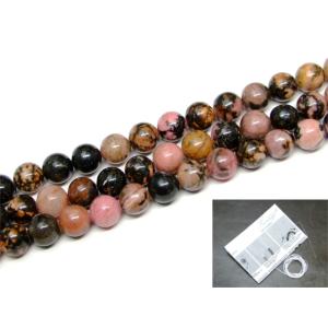 天然石 パワーストーン　　g3-609C　　今月18％OFF ロードナイト 10mm 1連38cm 通し針、解説書、1mゴム付き 薔薇輝石 送料無料有