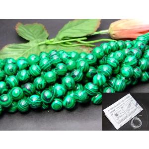 g3-622G 14mm 5A マラカイト 孔雀石 1連39cm 通し針、解説書、1mゴム