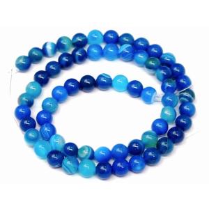 g3-983C 10mm ブルー縞 瑪瑙 メノウ 青 ストライプ アゲート 1連38cm