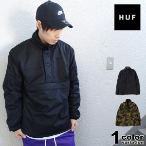 HUF ハフ ジャケット アノラックジャケット リバーシブル 無地 カモ 迷彩 メンズ KUMO REVERSIBLE 1/4 ZIP JACKET 大きいサイズ アウター｜hiphopdope