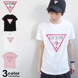 GUESS ゲス Tシャツ 半袖 迷彩 プリント CAMO TRIANGLE LOGO TEE メンズ トップス｜hiphopdope