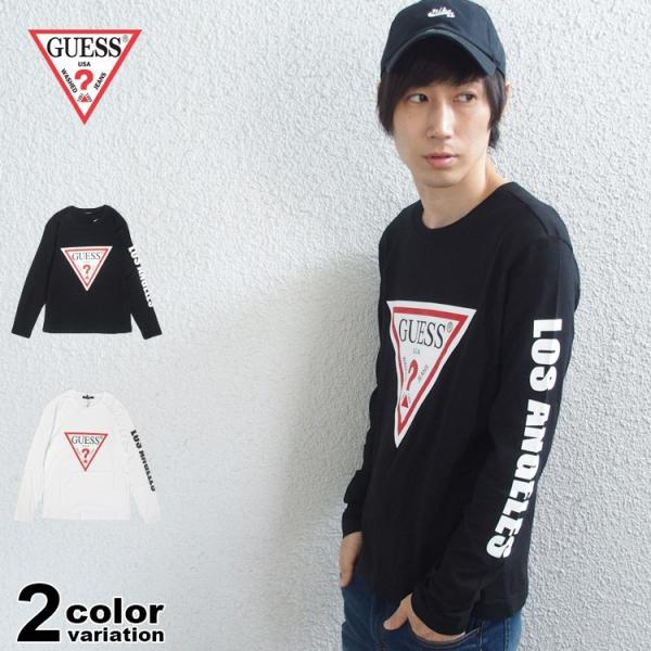 GUESS ゲス Tシャツ 長袖 ロンT L/S TRIANGLE &amp; L.A SLEEVE LOG...