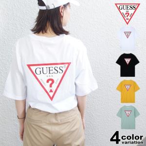 GUESS ゲス ビッグ Tシャツ 半袖  メンズ レディース ビッグシルエット Original Triangle Logo Back Print S/S Tee トップス｜hiphopdope