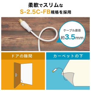 極細 アンテナケーブル 3m L字差込式-差込...の詳細画像5