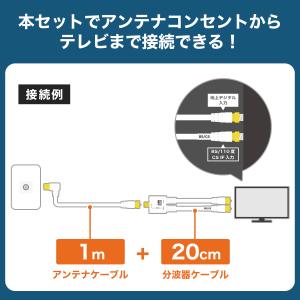 アンテナケーブル 1m + 分波器 20cm ...の詳細画像1
