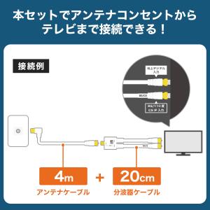アンテナケーブル 4m + 分波器 20cm ...の詳細画像1