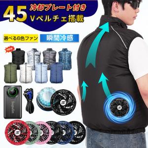 空調作業服 バッテリーファンセット 45V 空調ベスト フルセット 空調ウェア ペルチェ付き バッテリーセット ファン付きベスト エアコン服 空調作業着 冷却服