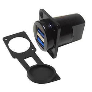 ANMBEST デュアル USB3.0 IP67 防水コネクタ、2 ポート パネル マウント メス - メス USB バルクヘッド カプラー アダプタ