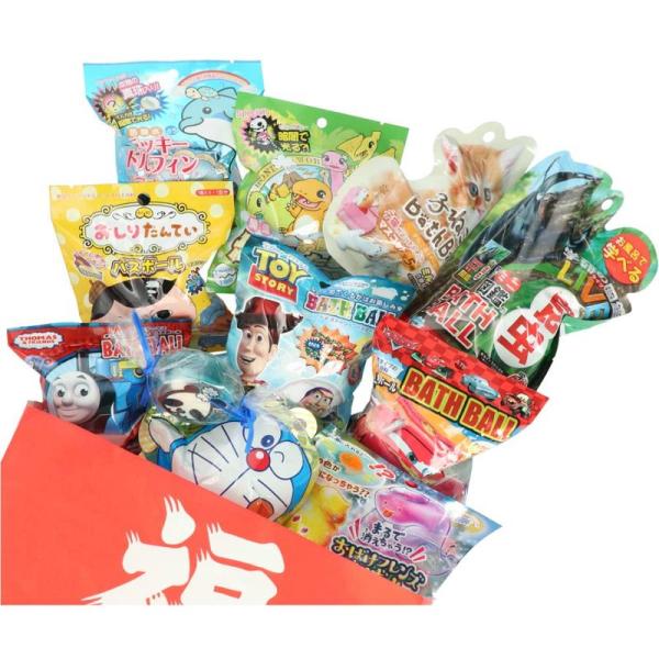 男の子用 キャラクター バスボール 福袋 10個入り + パンダ石けんorフラワーバスペタル1個 詰...