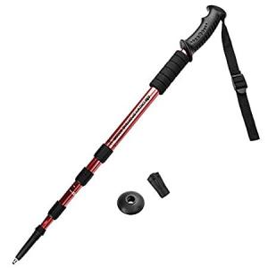 Crown Sporting Goods 耐衝撃 調節可能 トレッキングポール ハイキングスタッフ 43インチ レッド