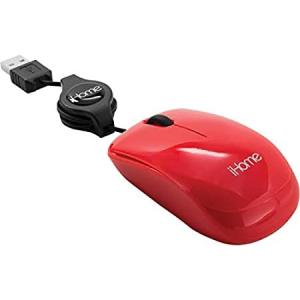 iHome Retractable USB 旅行 マウス レッド