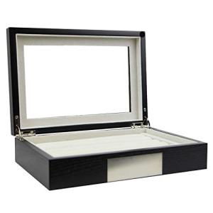 Decorebay ブラック 木製 カフスリンクケース & リング収納ケース オーガナイザー