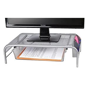 - Mind Reader メタル Mesh モニタースタンド with Drawer, シルバー