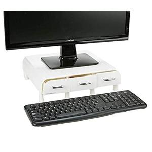 Mind Reader PerchPCラップトップIMacモニタースタンドとデスクオーガナイザー 2MONSTA3D-WHT