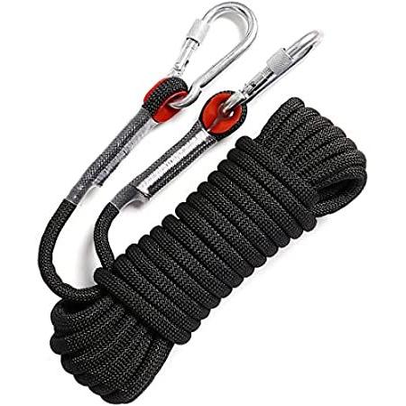 GINEE Outdoor 10mm Static Black Rock Climbing Rope...