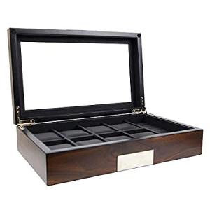 Decorebay 腕時計 メンズ 8スロット 木製ラグジュアリーウォッチ カフスリンク リングディスプレイケース ジュエリーオーガナイザー