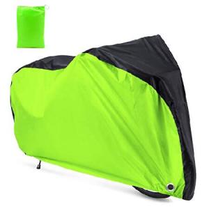 Roctee 190T サイクリングカバー 防水 アウトドア バイクカバー 防塵 UV保護 自転車収納カバー ロックホール付き 蛍光グリーン XL