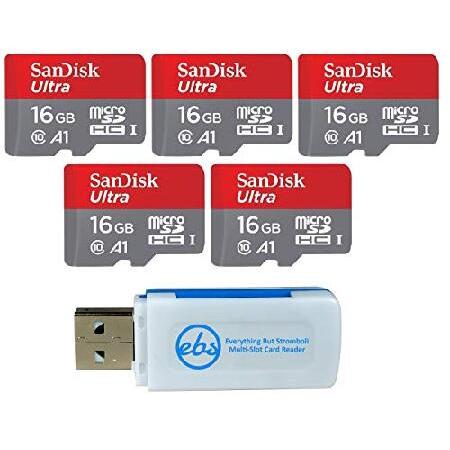 SanDisk 16GB マイクロウルトラメモリーカード (5パックバンドル) 98MB/秒 スピー...