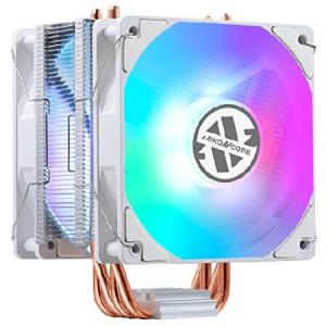 ABKONCORE LED CPUクーラー ホワイト CT406W - デュアル120mm 静音PWMファン ハイドロベアリングと防振パッド付き 直接接触ヒートパイプ4個 レインボースペクト
