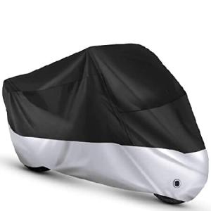 Roctee 防水アウトドアオートバイカバー 防塵 紫外線防止 雨 日よけ 防風 オートバイカバー ロック穴＆収納バッグ付き 長さ104.3インチ 幅49.2インチ XXLサイズ