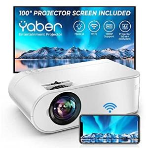 Projector, YABER V2 WiFi Mini Projector 5500 Lux （Projector Screen Included