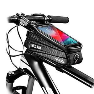 WILD MAN 自転車用バッグ 防水 自転車用携帯電話マウントバッグ フロントフレーム トップチューブ ハンドルバーバッグ タッチスクリーンホルダー