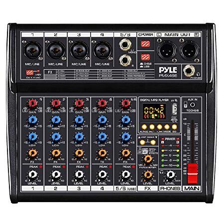 Pyle PMX466 プロフェッショナルDJオーディオミキサーコントローラー サウンドミキサー D...