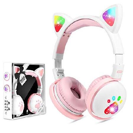 Kids Headphones, Wireless Cat Ear LED Light Up Blu...