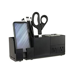 Bostitch Konnectデスクオーガナイザーと充電ステーション USBポート2つ&プラグ2つ 携帯電話&タブレットの充電に ペンシルカップ 4