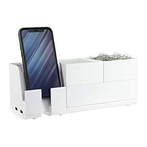 Bostitch オフィスコンネクトデスクオーガナイザーと充電ステーション 2つのUSBポートと2つのプラグ 携帯電話とタブレットの充電 アクセサリー