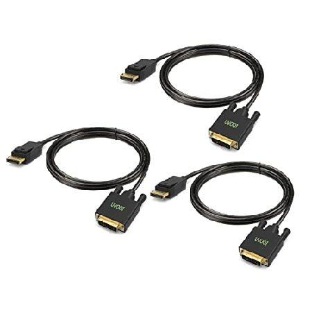 DisplayPort-DVIケーブル 6フィート 3パック UVOOI DPディスプレイポート-D...