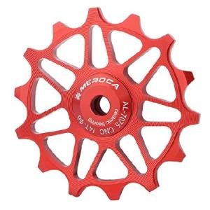 T TOOYFUL バイクガイドホイール アルミ合金自転車リアディレイラーーホイールリアディレイラープーリーバイクアクセサリー, 14Tレッド