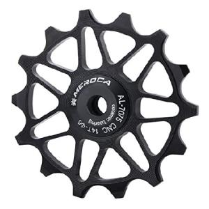 Almencla MTB/ロードバイク用セベアリング付き自転車リアディレイラープーリー, 14Tブラック