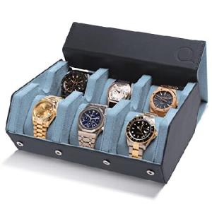 QWATCHBANDS ナパレザーウォッチケース メンズ - トラベルウォッチロールとレザーウォッチディスプレイケース 3または6個の腕時計用 ベルベット裏地 - 腕時計収｜hiro-s-shop