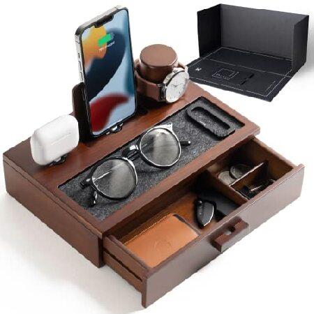 Nightstand Organizer For Men - Wood Phone Docking ...