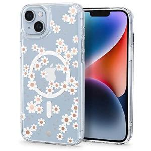 CYRILL by Spigen iPhone 14 用 ケース Mag マグ クリア 花柄ケース ストラップ穴付き 耐衝撃性 衝撃吸収 薄型 軽量 ワイヤレス充電 アイフォン 14 用 カバー フ