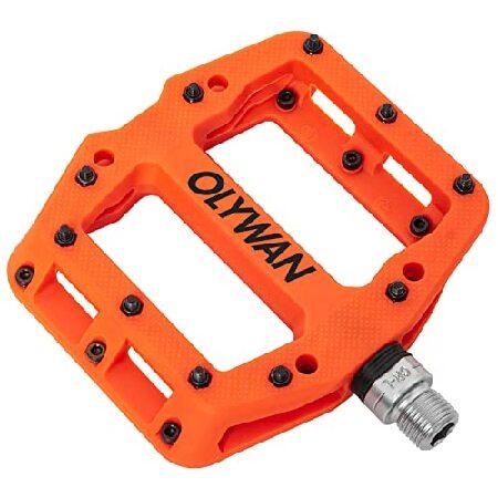 Olywan ナイロンバイクペダル 軽量 3軸受 カラフルファイバープラットフォーム 滑り止め フラ...