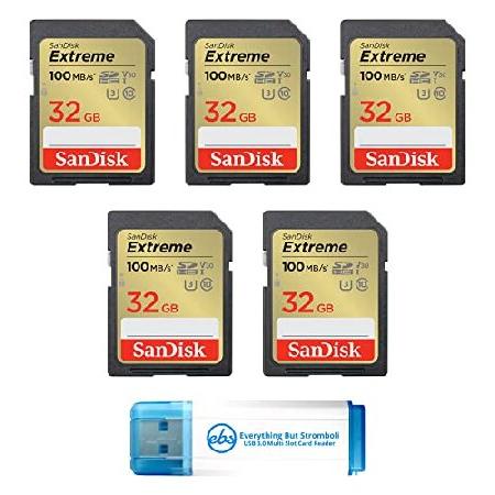 SanDisk 32GB Extreme SDカード (5パック) SDHCメモリーカード Brow...