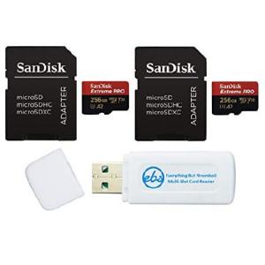 SanDisk 256GB Micro SDXC Extreme Pro メモリーカード (2 Pack) Works with GoPro Hero 8 Black, Max 360 Cam Class 10 (SDSQXCZ-256G-GN6MA) Bundle with (1)