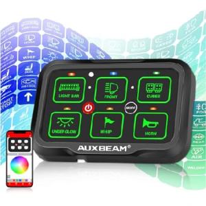 Auxbeam RGB 6 Gang Switch Panel AR-600 Automatic Dimmable Bluetooth Large Button Switch Panel w/Toggle Momentary Pulsed Switch Pod Waterproof 12-24V S｜hiro-s-shop