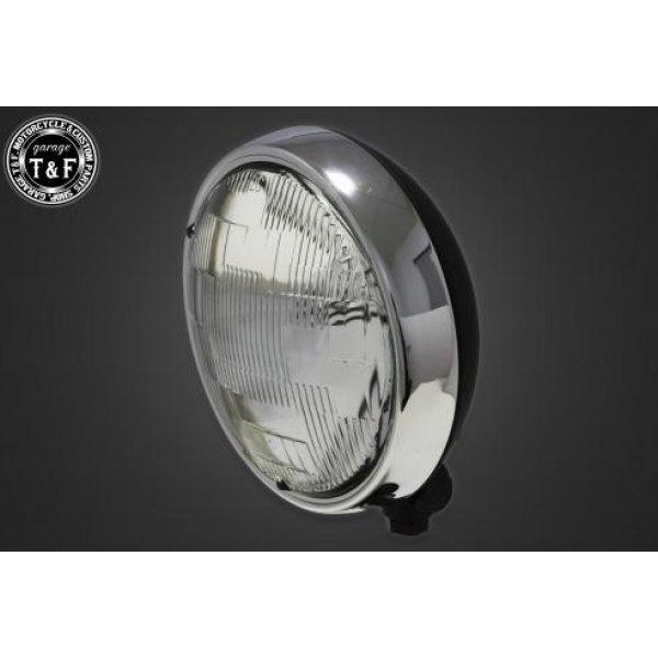 4022723 ガレージT&amp;F 5.75in プレートヘッドライト(メッキ/マットブラック)クリアー...