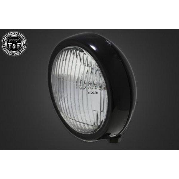 4022811 ガレージT&amp;F 4.5in プレートヘッドライト(ブラック)クリアーレンズ+ステーH...