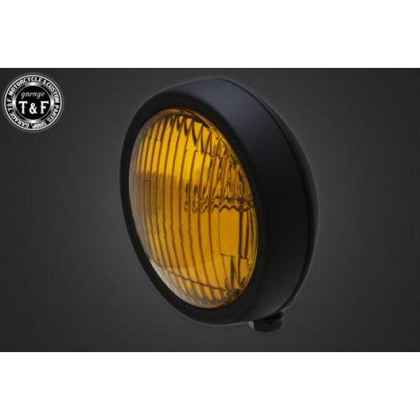 4022855 ガレージT&amp;F 4.5in プレートヘッドライト(マットブラック)イエローレンズ+ス...