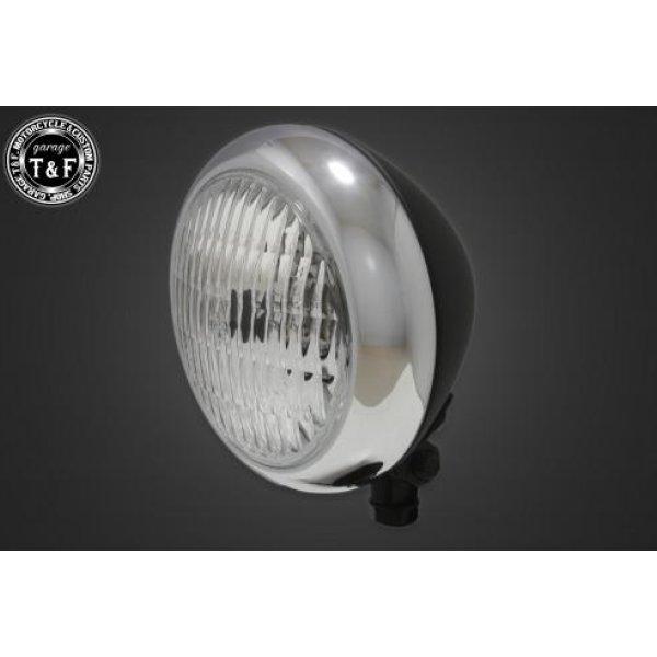 4023185 ガレージT&amp;F 4.5in トラクターヘッドライト(メッキ/マットブラック)クリアー...