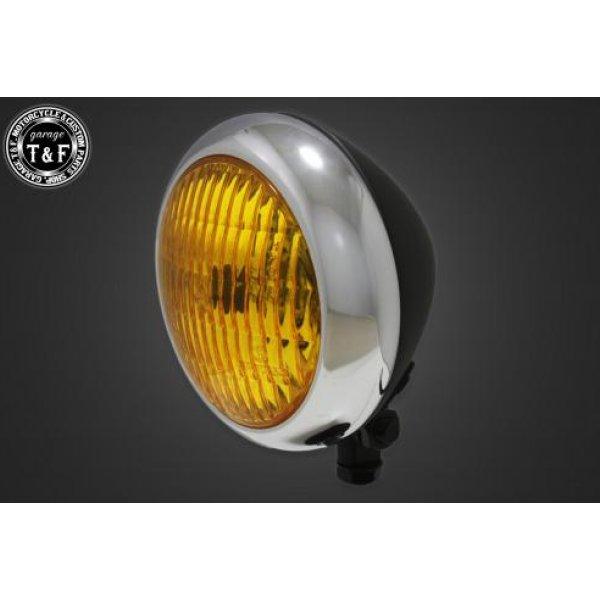 4023207 ガレージT&amp;F 4.5in トラクターヘッドライト(メッキ/マットブラック)イエロー...