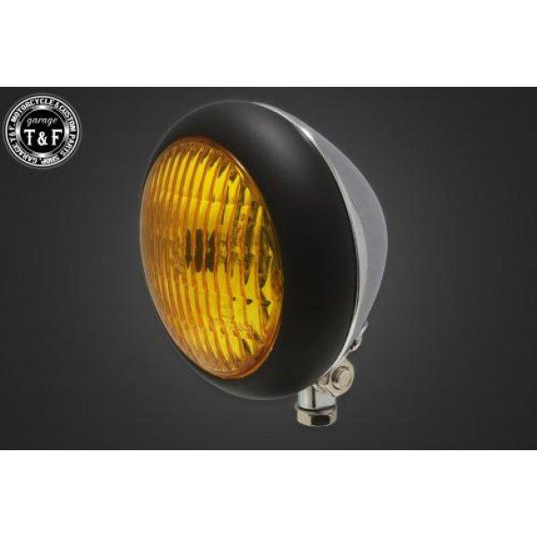 4023295 ガレージT&amp;F 4.5in トラクターヘッドライト(マットブラック/メッキ)イエロー...