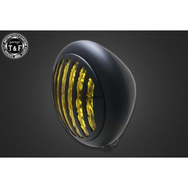 4023846 ガレージT&amp;F 5.75in マスクドトラクターヘッドライト(マットブラック)イエロ...
